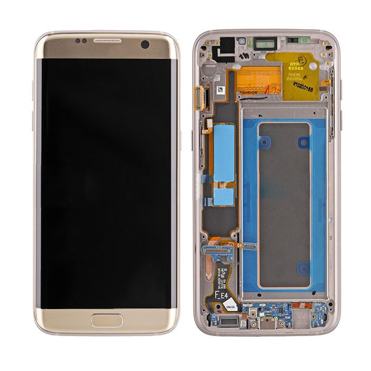 REPLACEMENT FOR SAMSUNG GALAXY S7 EDGE SM-G935 SERIES LCD SCREEN AND DIGITIZER ASSEMBLY WITH FRAME - GOLD