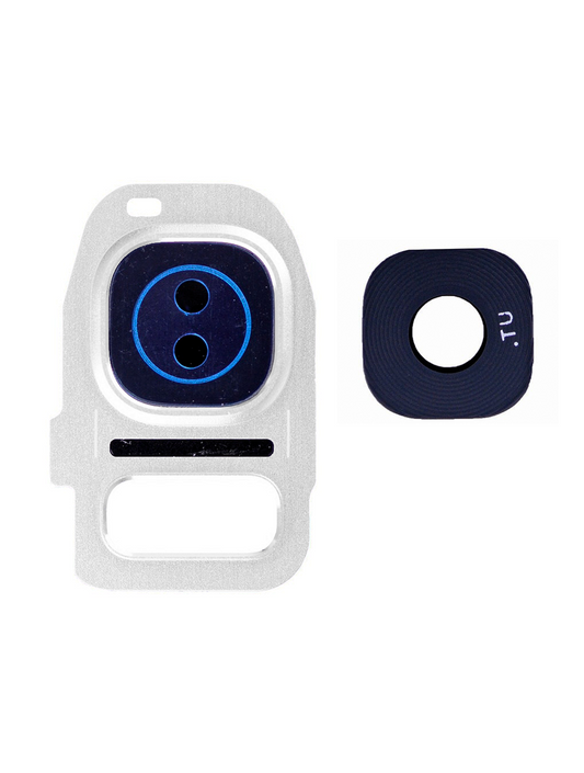 REPLACEMENT FOR SAMSUNG GALAXY S7/S7 EDGE REAR CAMERA HOLDER WITH LENS - SILVER
