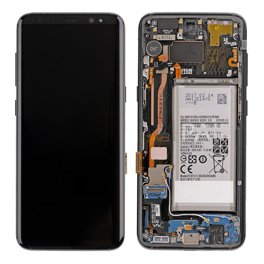REPLACEMENT FOR SAMSUNG GALAXY S8 SM-G950 LCD SCREEN ASSEMBLY WITH FRAME - BLACK
