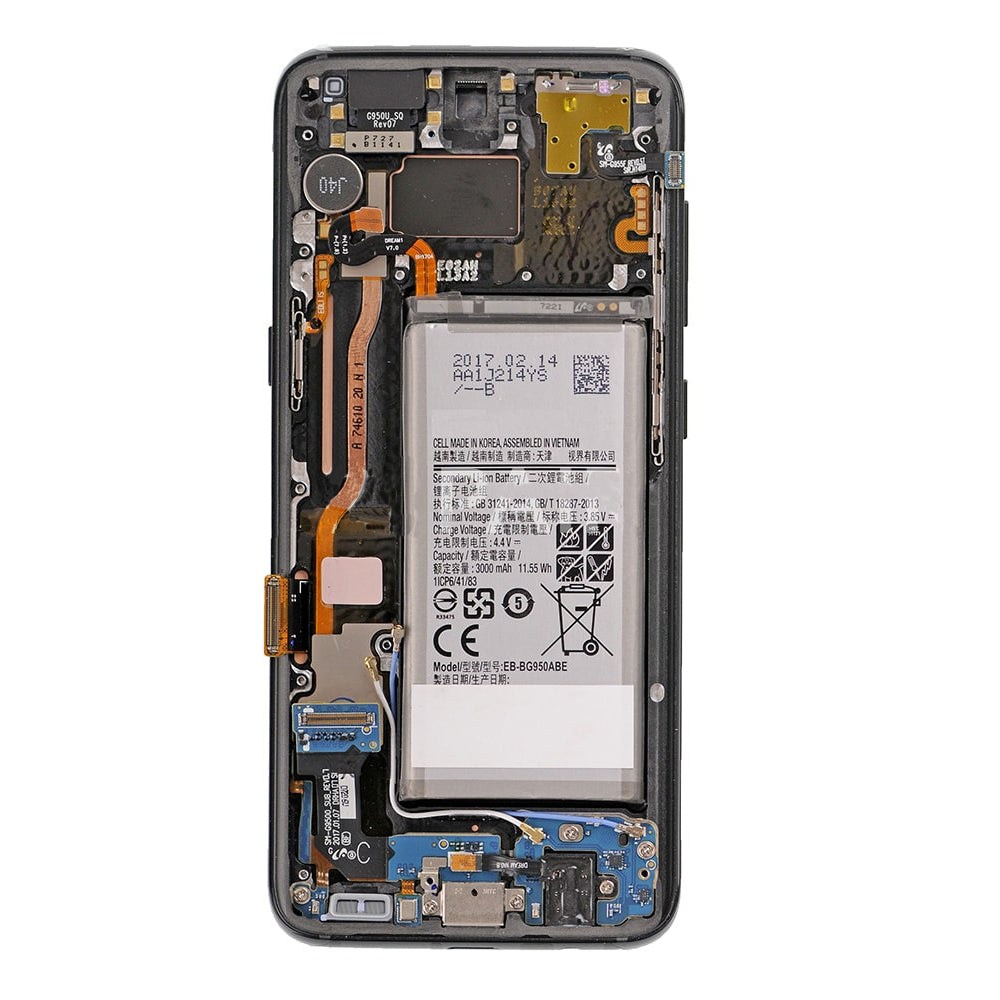 REPLACEMENT FOR SAMSUNG GALAXY S8 SM-G950 LCD SCREEN ASSEMBLY WITH FRAME - BLACK