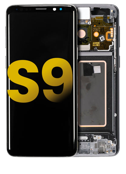 REPLACEMENT FOR SAMSUNG GALAXY S9 SM-960 LCD SCREEN DIGITIZER ASSEMBLY WITH FRAME - GREY